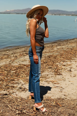 In My Element Ribbed Tank Top - Charcoal, Closet Candy, 4