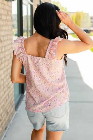 Wildflower Haze Ruffle Top, Pink, Closet Candy, 5