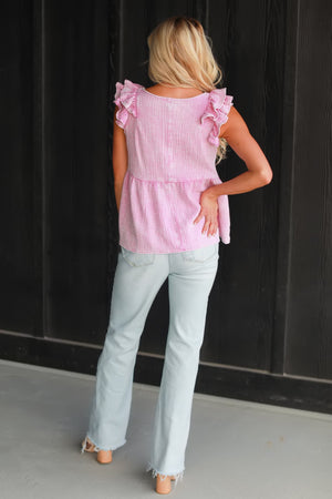 She Moves in Color Ruffle Peplum Top - Mauve