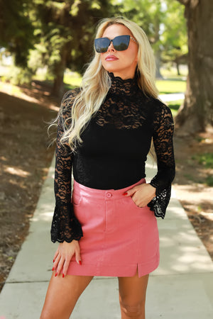 Aeris Cotton Slit Mini Skirt - Rose, Closet Candy, 6