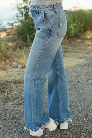 KANCAN Yezmin High Rise Wide Flare Jeans - Medium Wash