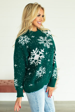 Snowfall Dreams Knit Sweater - Green, Closet Candy, 4