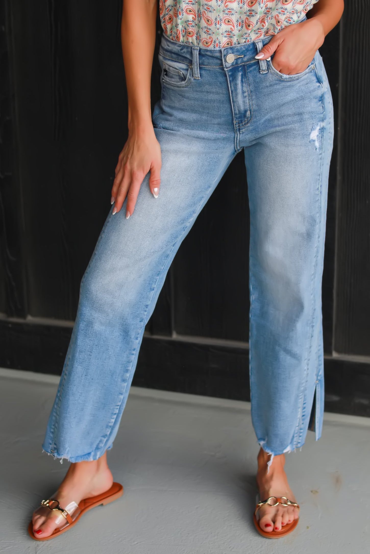 KANCAN Sonia Mid Rise Straight Jeans - Medium Wash, Closet Candy, 1