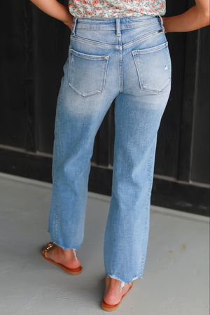 KANCAN Sonia Mid Rise Straight Jeans - Medium Wash, Closet Candy, 5