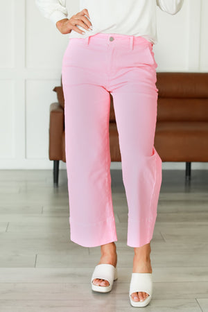 KANCAN Stacy High Rise Cropped Wide Leg Jeans - Neon Pink, Closet Candy, 1