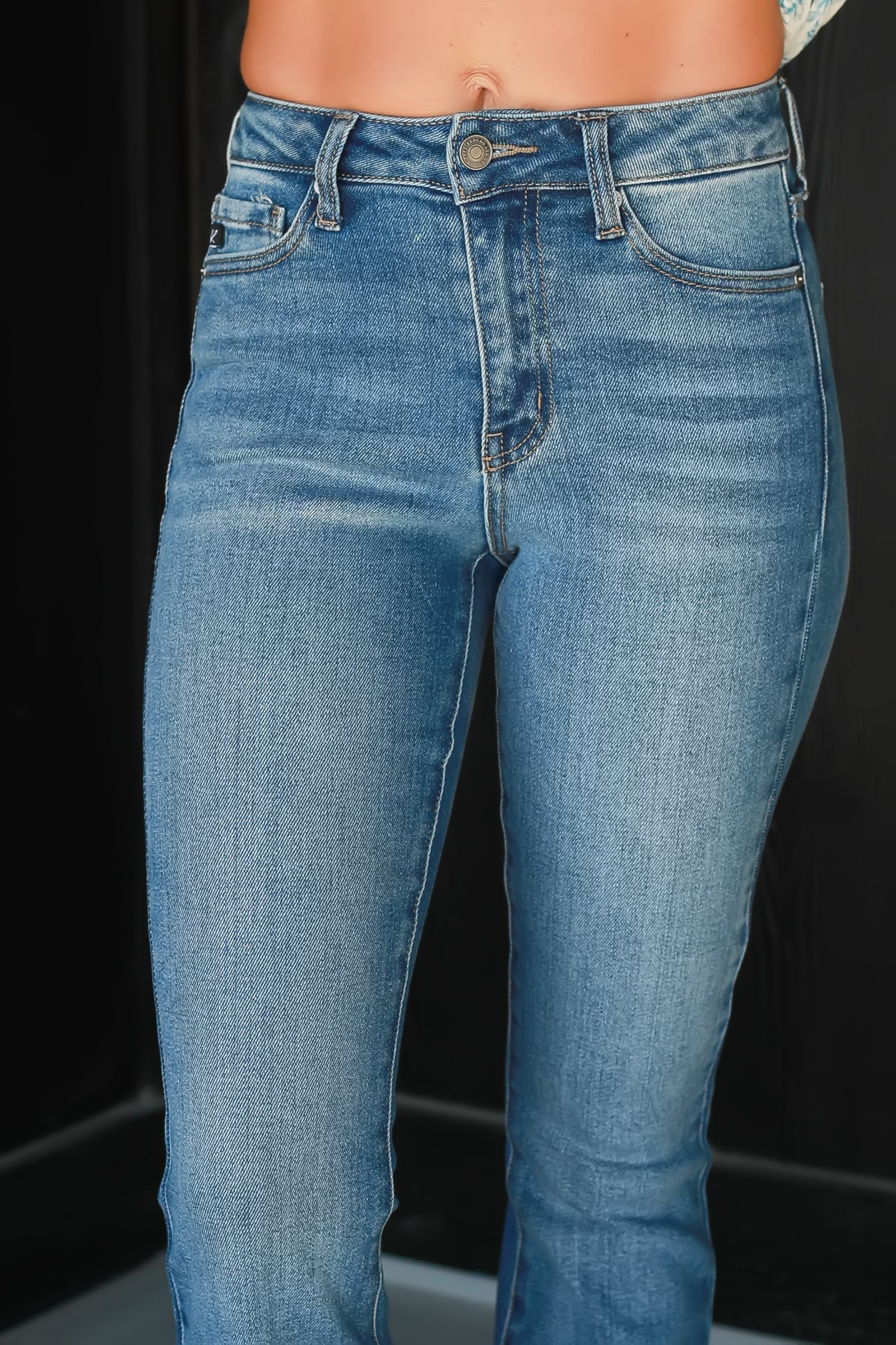 KANCAN Roxanne High Rise Flare Jeans - Medium Wash, Closet Candy, 1
