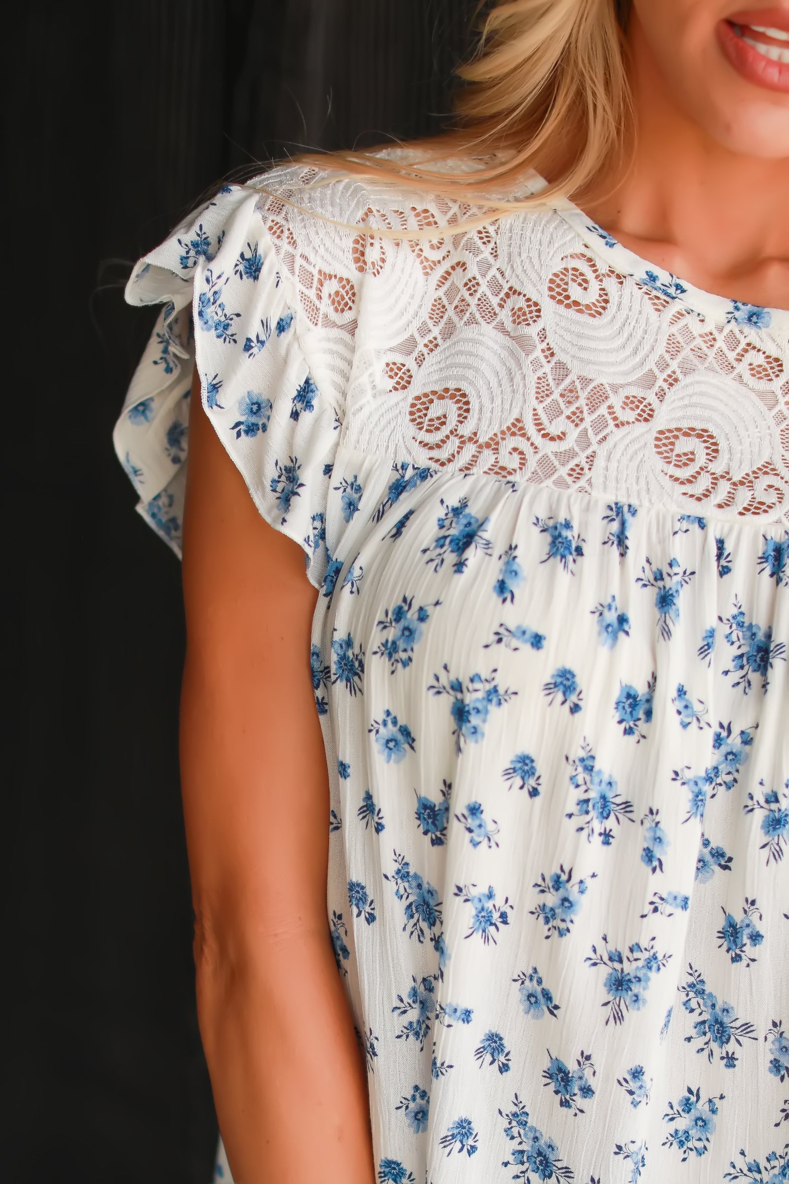 Thought I Was Special Ruffle Blouse, Blue Combo, Closet Candy, 1