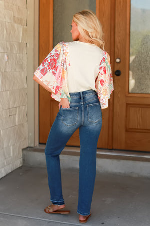 Remember Her in Bloom Batwing Blouse - Beige, Closet Candy, 5