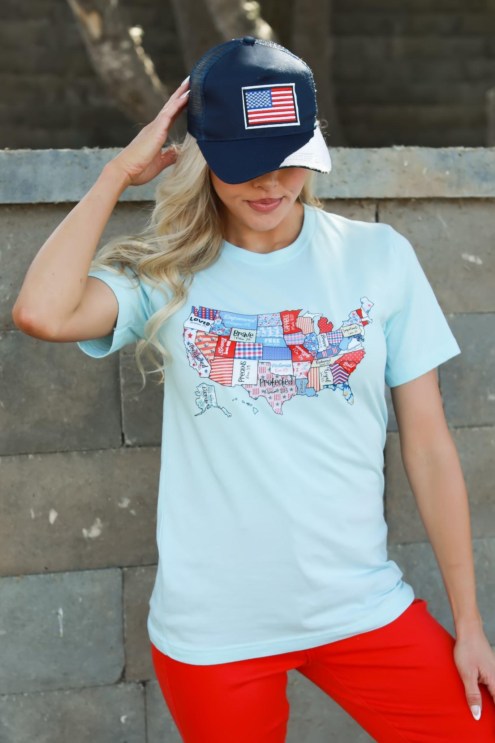 Proud to Wear It Trucker Hat, Blue w Red White n Blue Flag, Closet Candy, 1