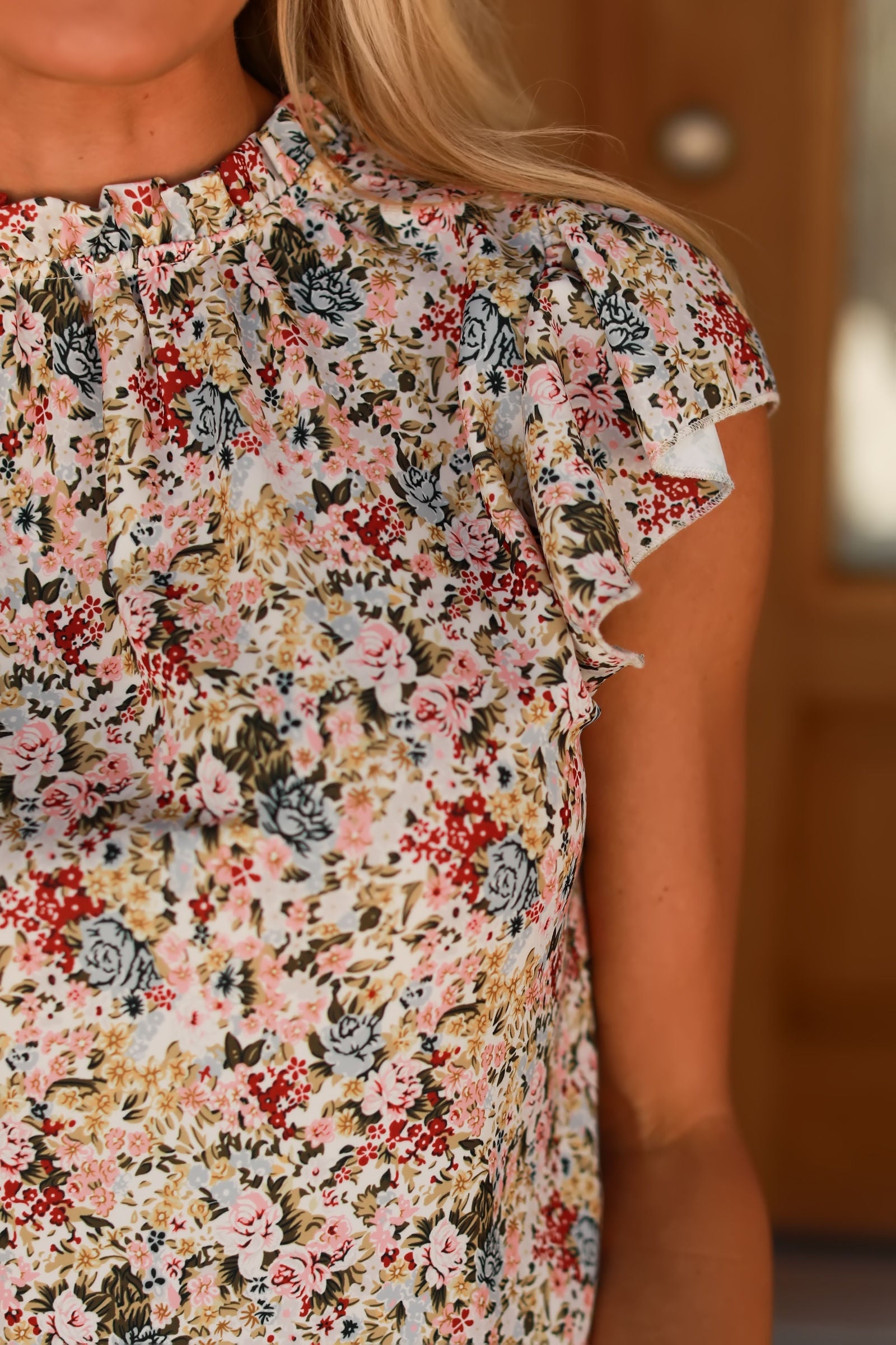 I Fade Between Flowers Ruffle Blouse - Red, Closet Candy, 1