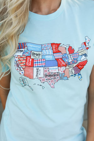 Freedom Runs in My Veins Graphic Tee, Ice Blue, Closet Candy, 2