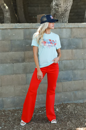 Proud to Wear It Trucker Hat, Blue w Red White n Blue Flag, Closet Candy, 4