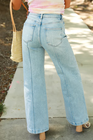 RISEN Tallulah High Waist Pintuck Jeans - Light Wash, Closet Candy, 5
