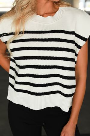 All Lines Lead to Me Stripe Sweater Vest - Black, Closet Candy, 2