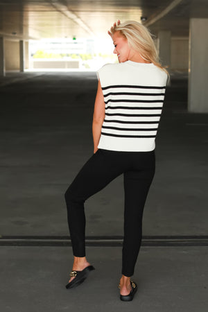 All Lines Lead to Me Stripe Sweater Vest - Black, Closet Candy, 4