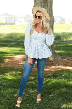 Mistberry Babydoll Peplum Top - Lt. Blue, Closet Candy, 3