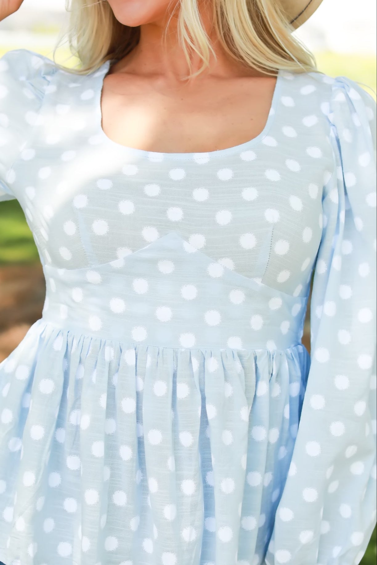 Mistberry Babydoll Peplum Top - Lt. Blue, Closet Candy, 1
