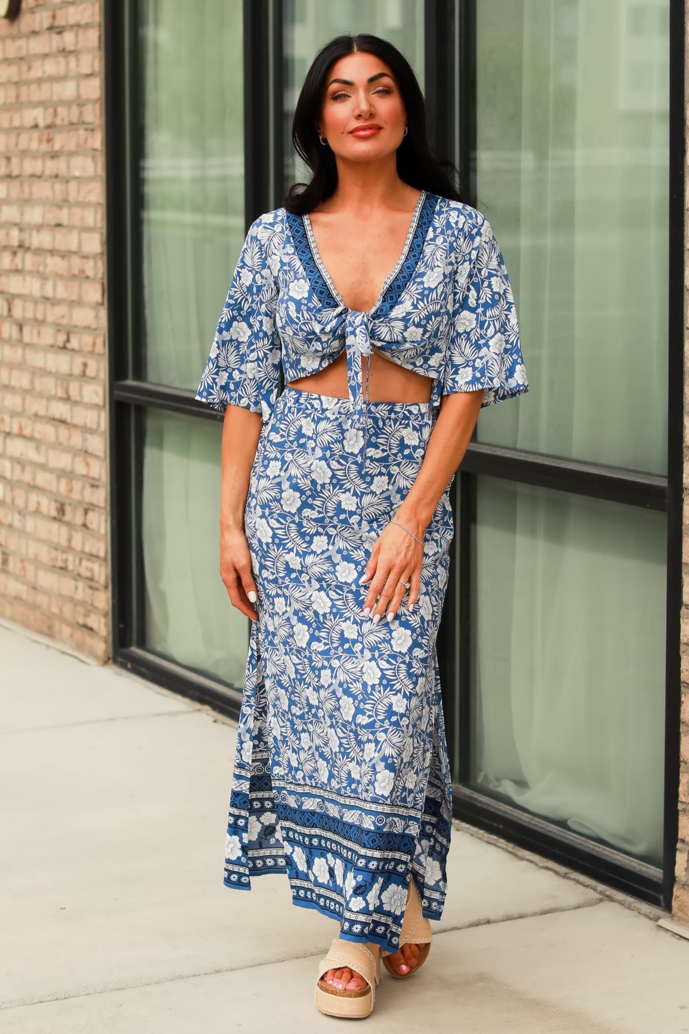 Santorini Floral Bloom Set, Navy, Closet Candy, 1