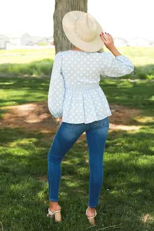 Mistberry Babydoll Peplum Top - Lt. Blue, Closet Candy, 5