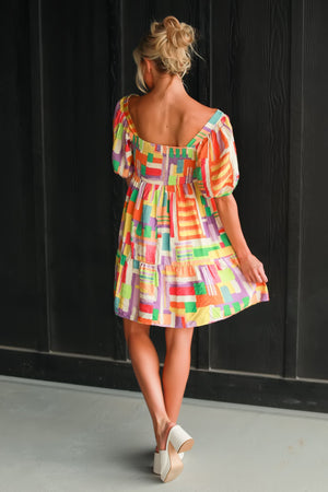 Find A Way Back Into Geo Mini Dress - Yellow Multi, Closet Candy, 5