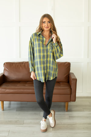 Plan To Get You Plaid Shirt - Yellow Green, Closet Candy, 6