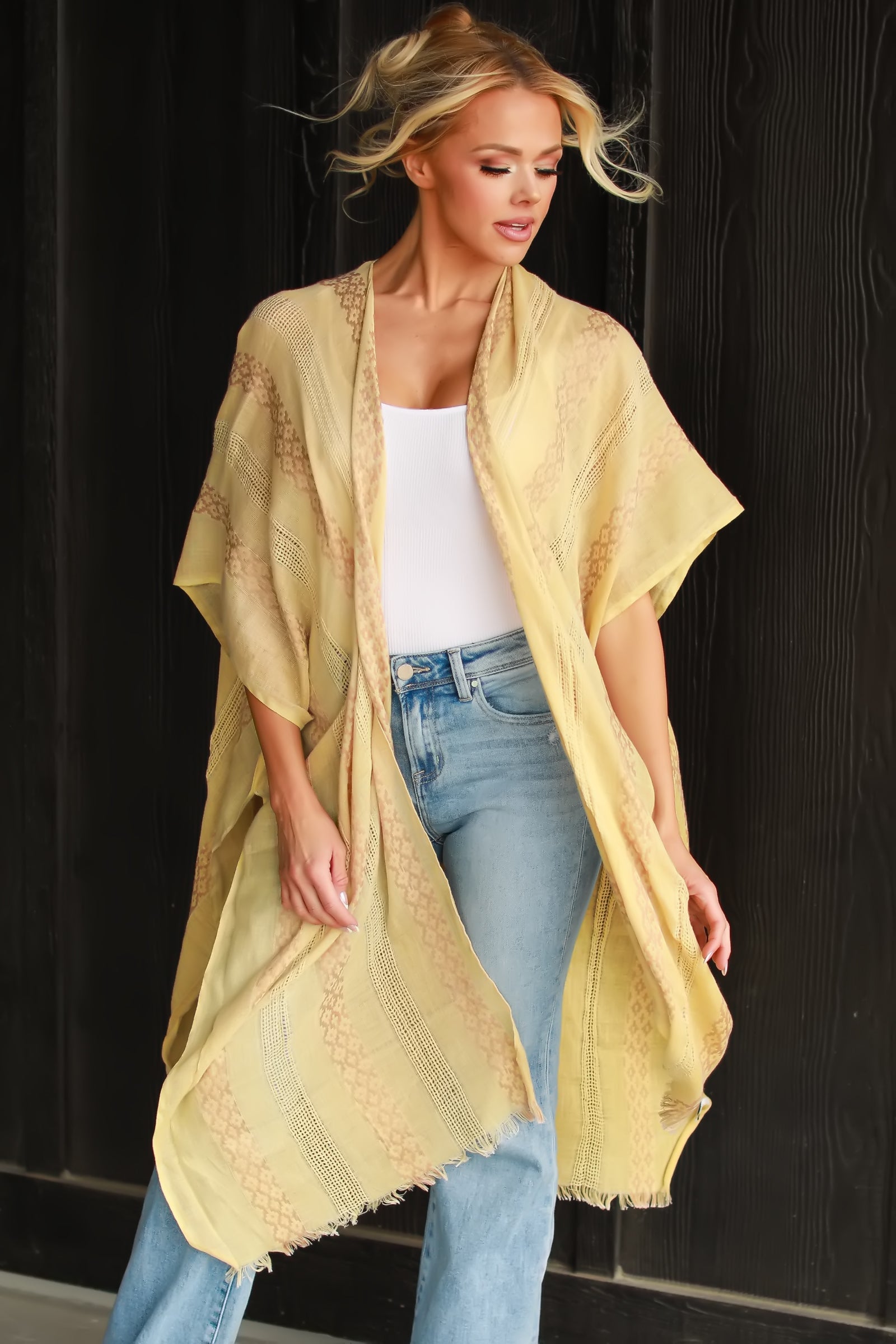 Echoes of Summer Tribal Kimono, Mustard, Closet Candy, 1