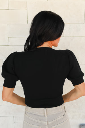 Got My Puff Back Ribbed Bodysuit - Black, Closet Candy, 5