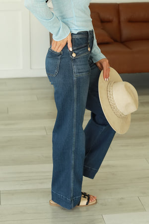 KANCAN Luka High Rise Wide Leg Jeans - Dark Wash, Closet Candy, 4