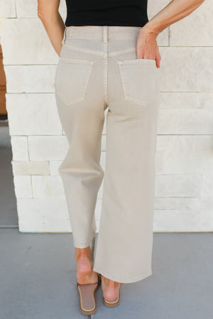 KANCAN Calla Ultra High Rise Cropped Wide Leg Jeans - Taupe, Closet Candy, 6