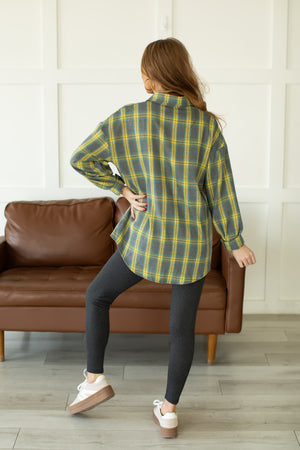 Plan To Get You Plaid Shirt - Yellow Green, Closet Candy, 5