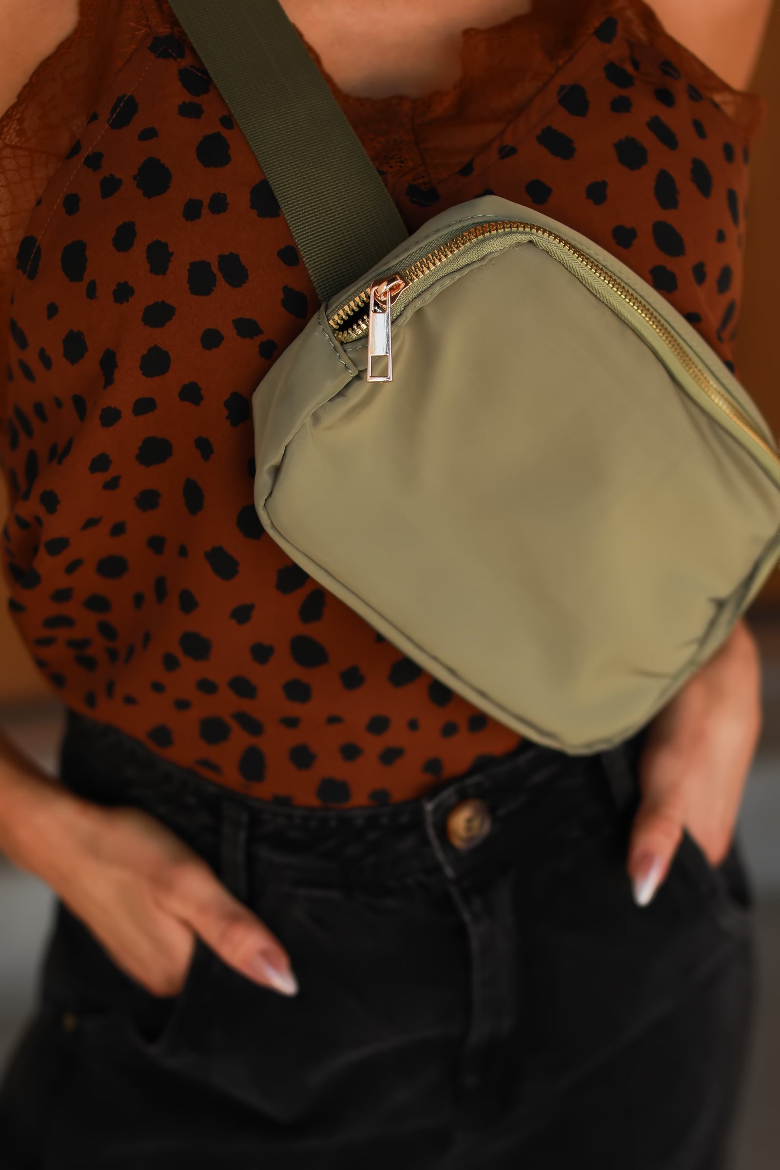Miles to Go Fanny Bag, Olive, Closet Candy, 1