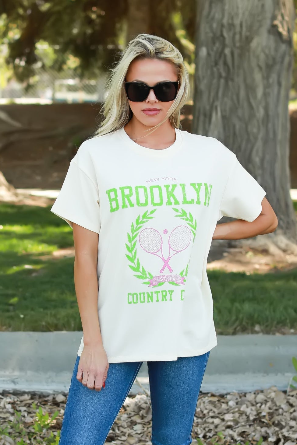 Country Club Brooklyn Graphic Tee - Cream, Closet Candy, 1