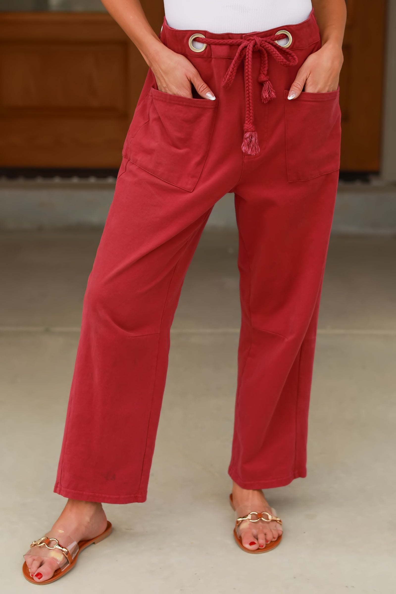 Love Will Find Wide Leg Pants - Wine, Closet Candy, 1