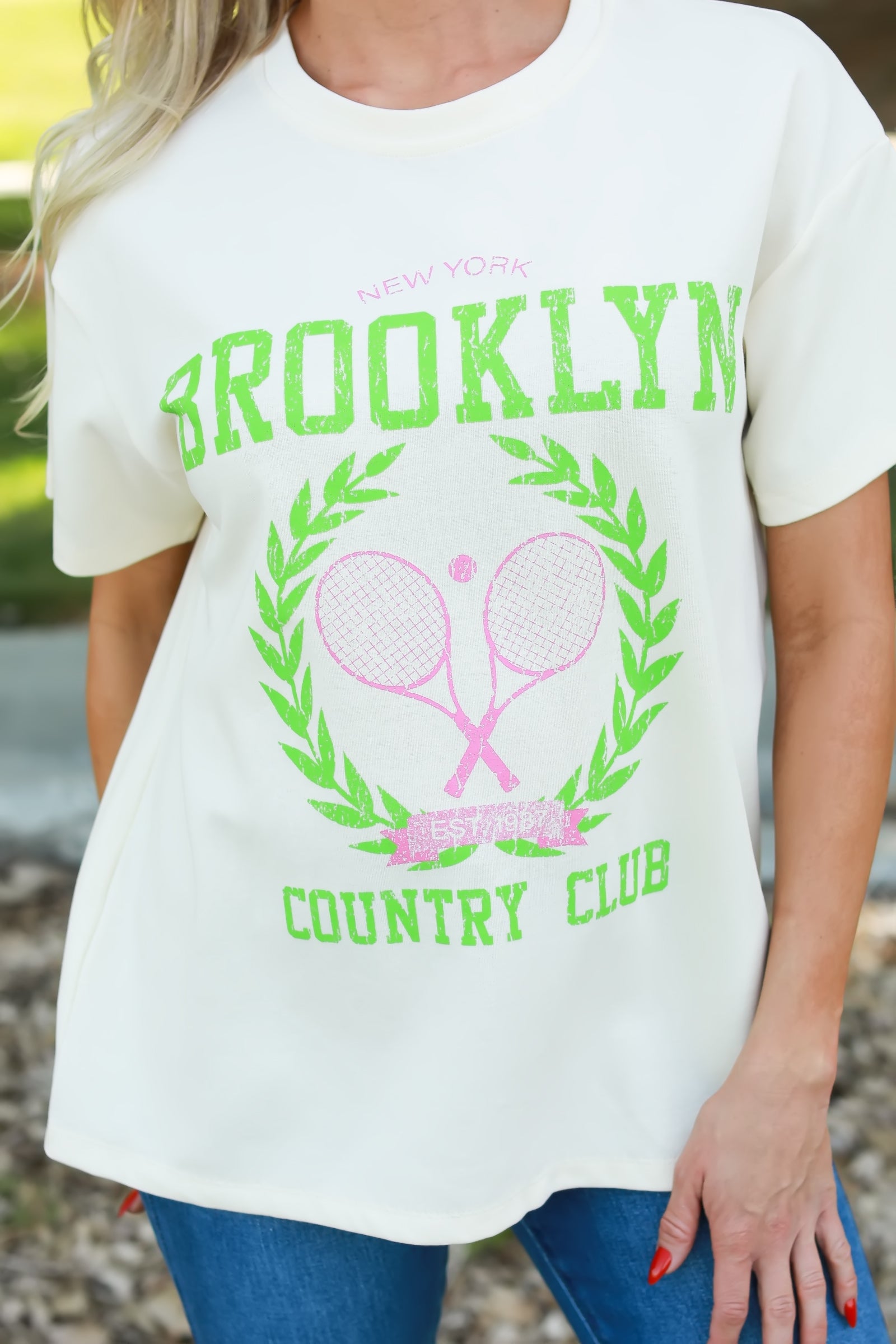 Country Club Brooklyn Graphic Tee - Cream, Closet Candy, 1