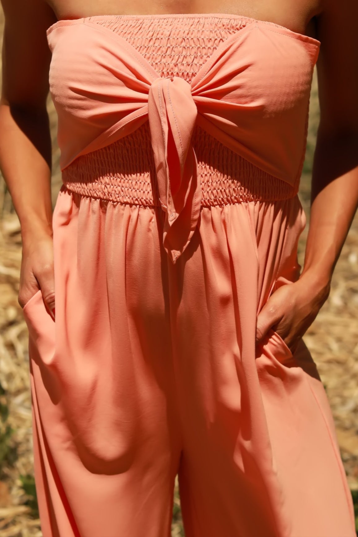 Luna Bloom Smocked Jumpsuit - L. Orange, Closet Candy, 1