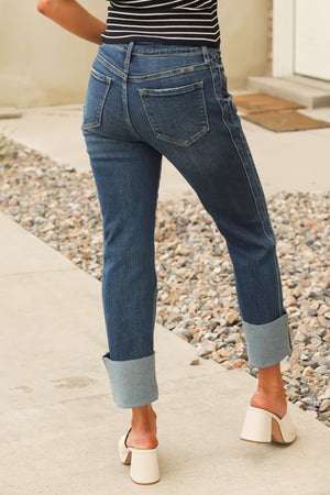 KANCAN Gisela Mid Rise Cropped Straight Jeans - Dark Wash, Closet Candy, 6