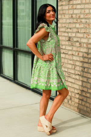 Tulum Tropic Ruffle Mini Dress - Green, Closet Candy, 4