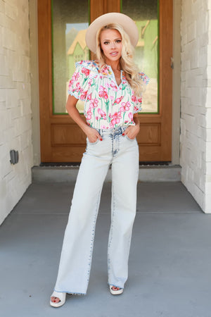 Blossom Like This Boho Blouse - Pink, Closet Candy, 3