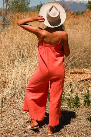 Zahara Breezy Cami Jumpsuit - Red Orange, Closet Candy, 5