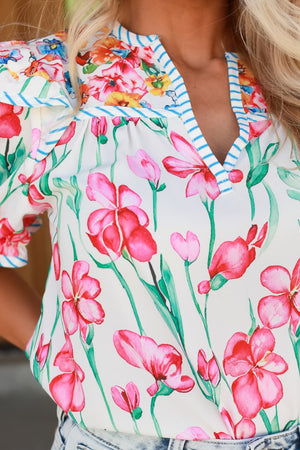 Blossom Like This Boho Blouse - Pink, Closet Candy, 2
