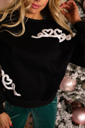 Heartfelt Cheer Embroidered Pullover - Black, Closet Candy, 6