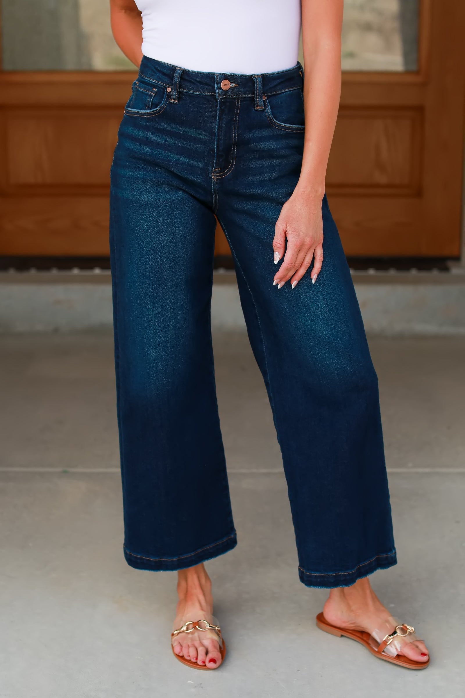 RISEN More Than Your Love Cropped Wide Jeans - Dark Wash, Closet Candy, 1