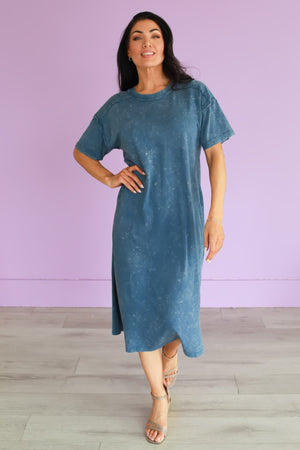 Effortless Grace Midi Dress - Denim, Closet Candy, 6