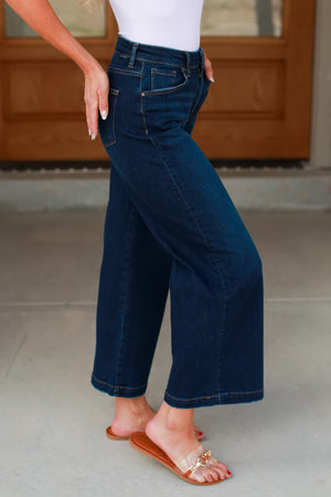 RISEN More Than Your Love Cropped Wide Jeans - Dark Wash, Closet Candy, 4