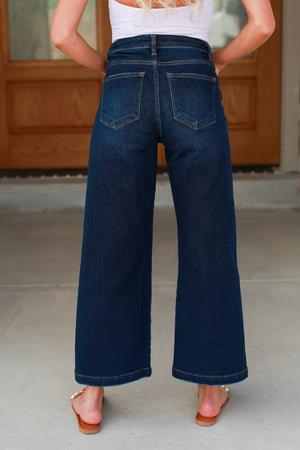 RISEN More Than Your Love Cropped Wide Jeans - Dark Wash, Closet Candy, 5