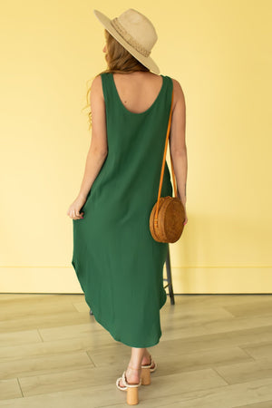 Serene Meadow Midi Tank Dress - Dark Green, Closet Candy, 5