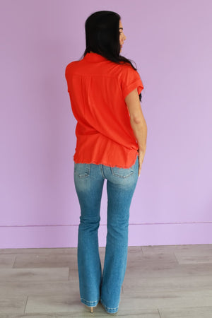 Tropical Rush Button-Down Shirt - Orange, Closet Candy, 5