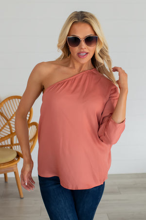 Could Be Yours One-Shoulder Top - Ginger, Closet Candy, 6