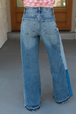 KANCAN Clover High Rise Wide Leg Jeans - Medium Wash, Closet Candy, 6