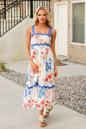 Sweet Botanica Midi Dress – Ivory Multi, Closet Candy, 4